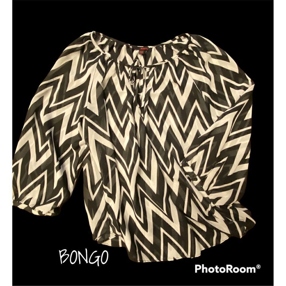 Woman’s Bongo SZ L Black/White Print Sheer Top